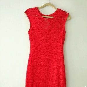 Bebe coral lace mini dress size M